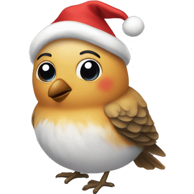 bird wearing christmas clothes emoji