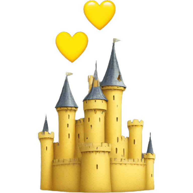 A yellow heart with a castle on it emoji