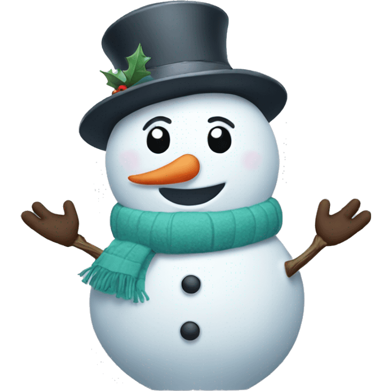 Cute snowman waving  emoji