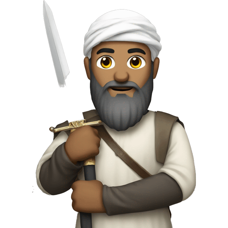 A Muslim leader with a beard and a sword  emoji