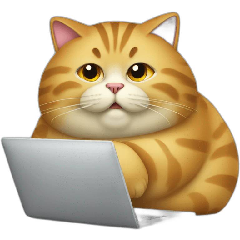 fat cat coding on laptop emoji