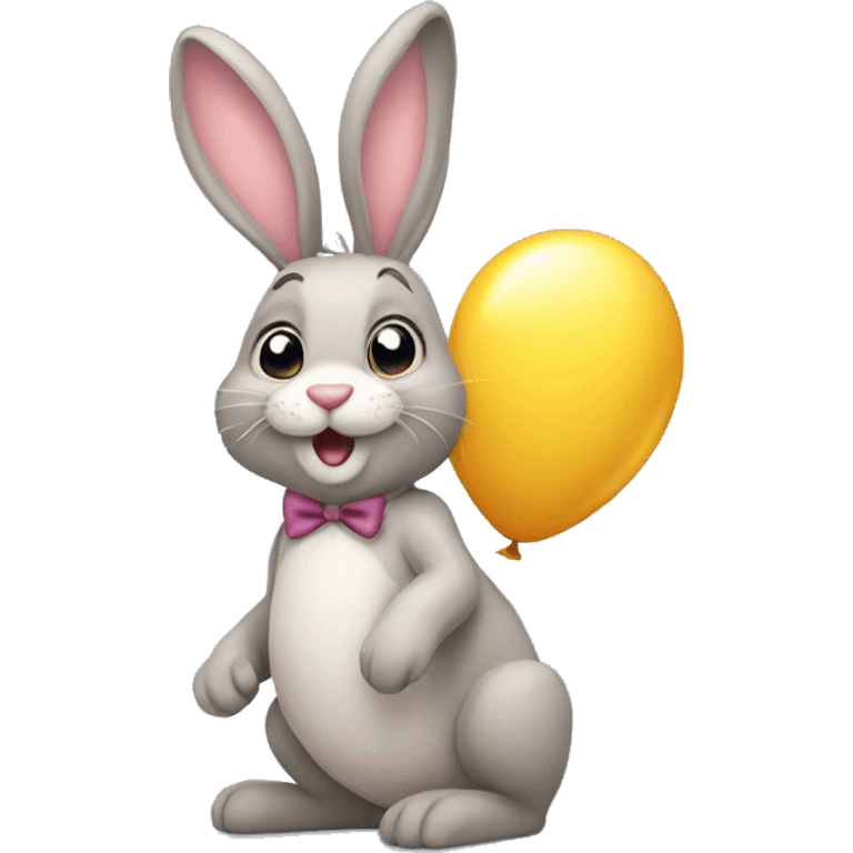 Bunny with one balloon  emoji