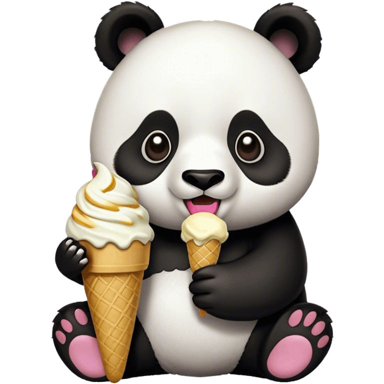 Panda eating ice cream emoji