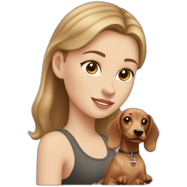 white girl with light eyes and her teckel dog emoji