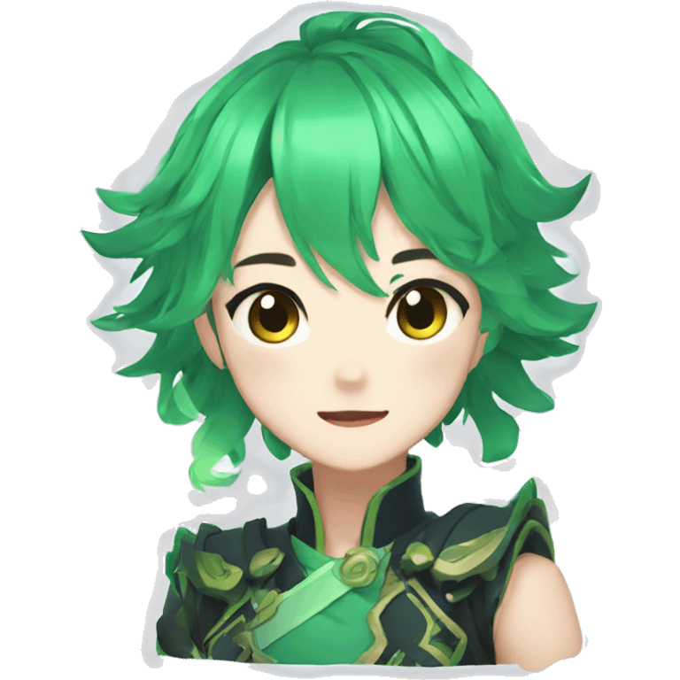 Xiao from genshin impact green hair emoji