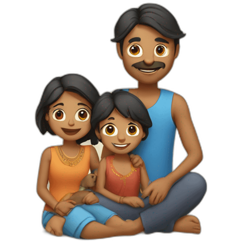 indian family with one son and one daughter and a dog emoji