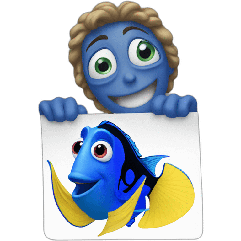 dory holding a hype sign emoji