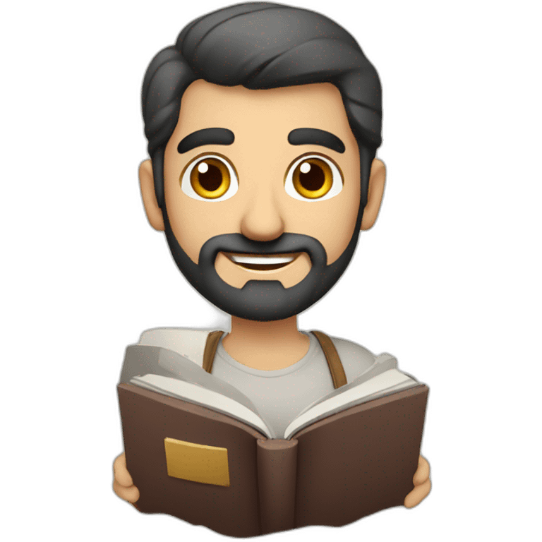 Armenian men reading interesting book and looking at camera and smiling  emoji