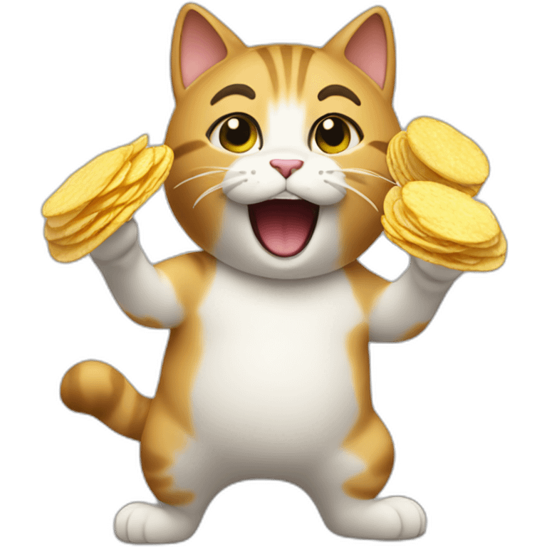 cat eating chips while dancing emoji