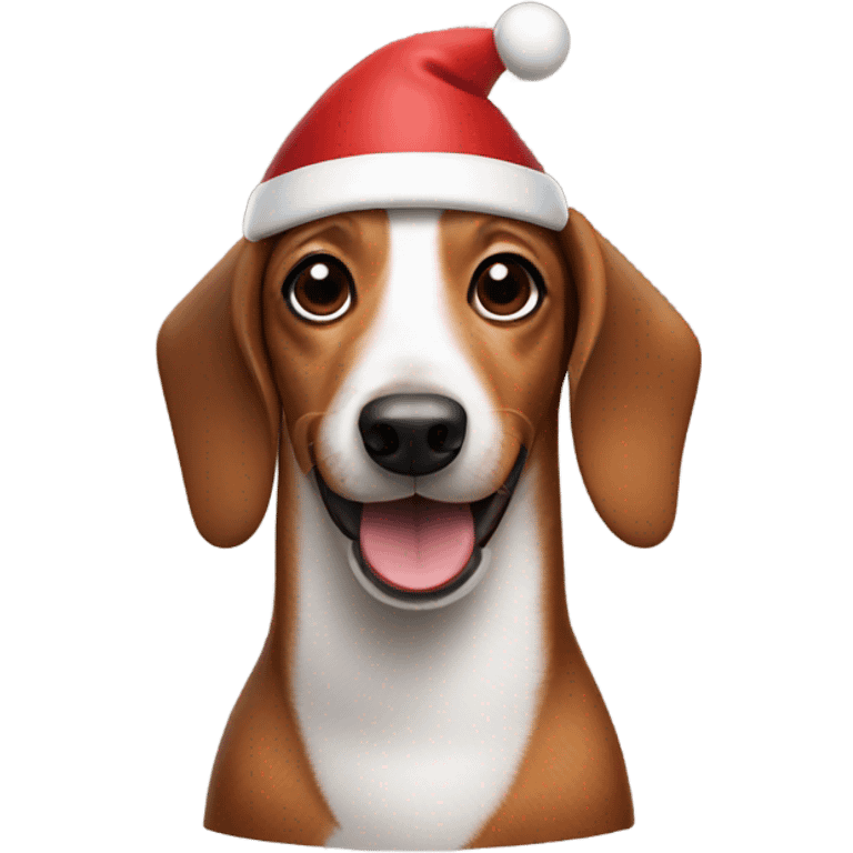 Make me a sausage dog wearing a Santa hat emoji