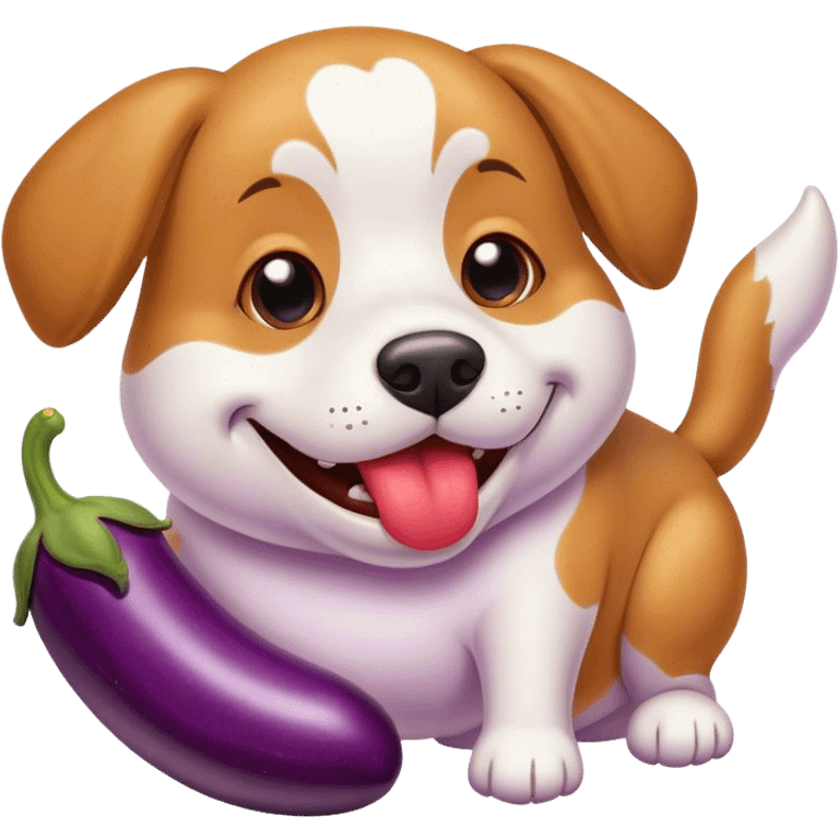 dog eating egg plant emoji