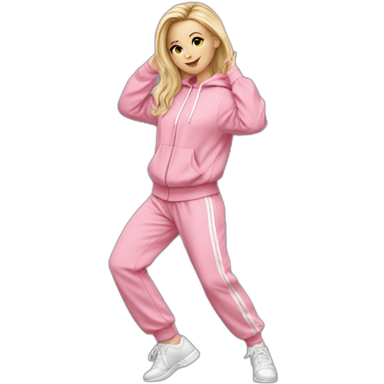 dancing-fair-haired-white-girl-pink-oversize-tracksuit emoji