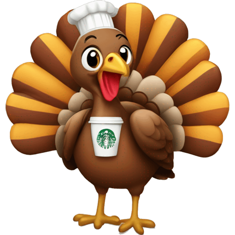 Turkey wearing Starbucks apron emoji