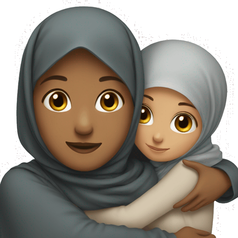 Girl hugging a hijabi emoji