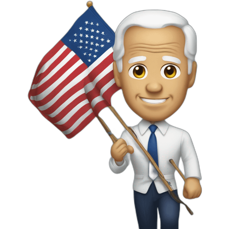 Joe biden holding national flag of US emoji