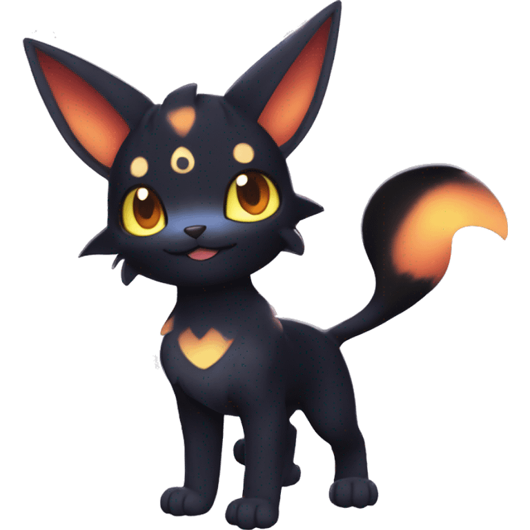 Shiny Sparkly Litten-Umbreon with gradient Nebula-colored markings full body emoji