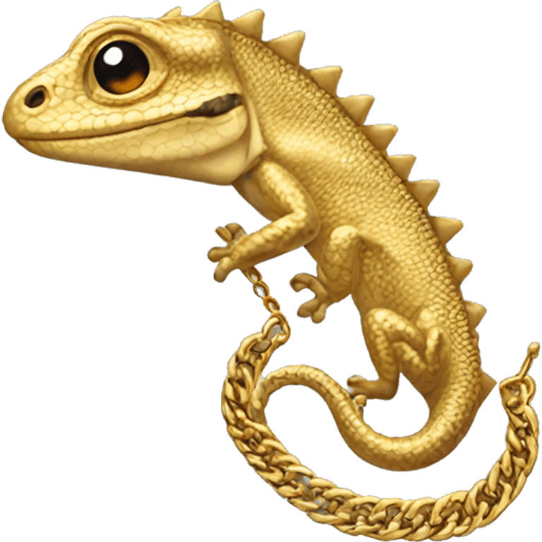 Lizard wearing a gold chain necklace emoji