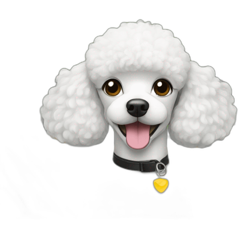 white french poodle in a car emoji