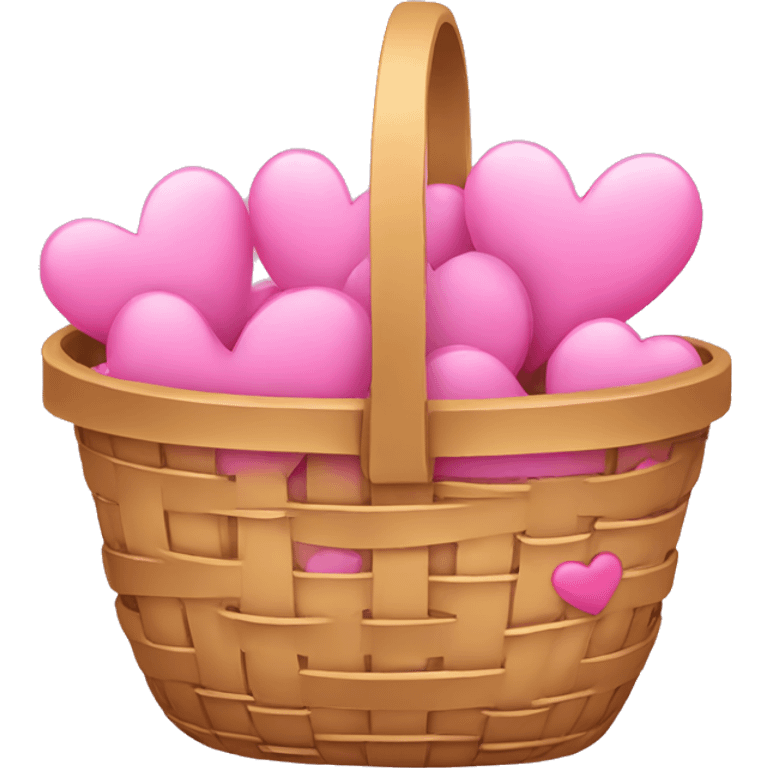 a pink basket with hearts emoji