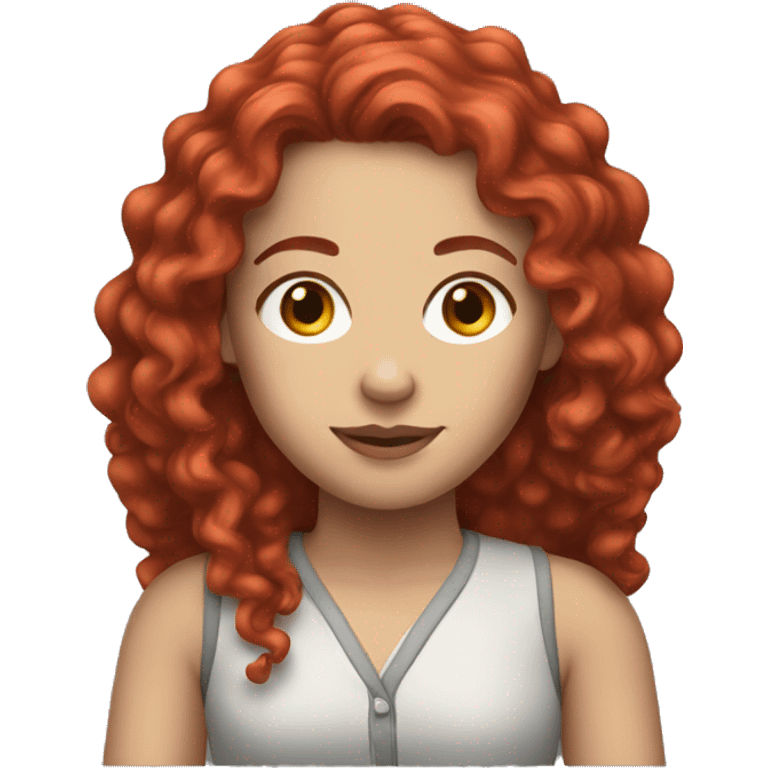 White woman with red long curly hair emoji