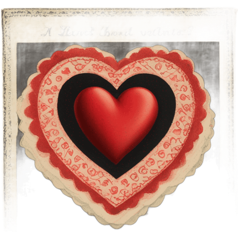 vintage valentine’s day card black red emoji