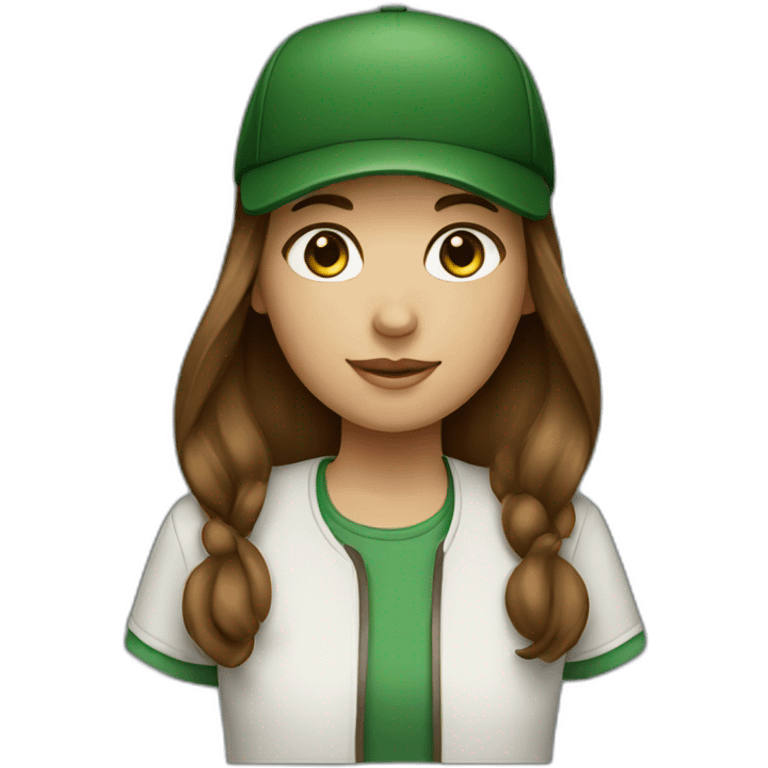 Brown haired girl with dark green cap emoji