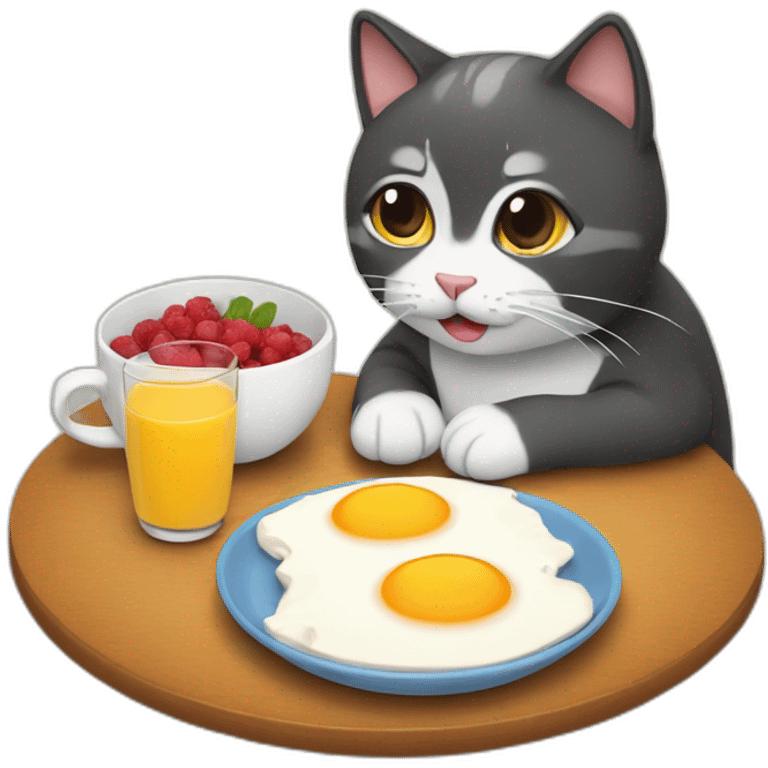 Cat taking a breakfast emoji