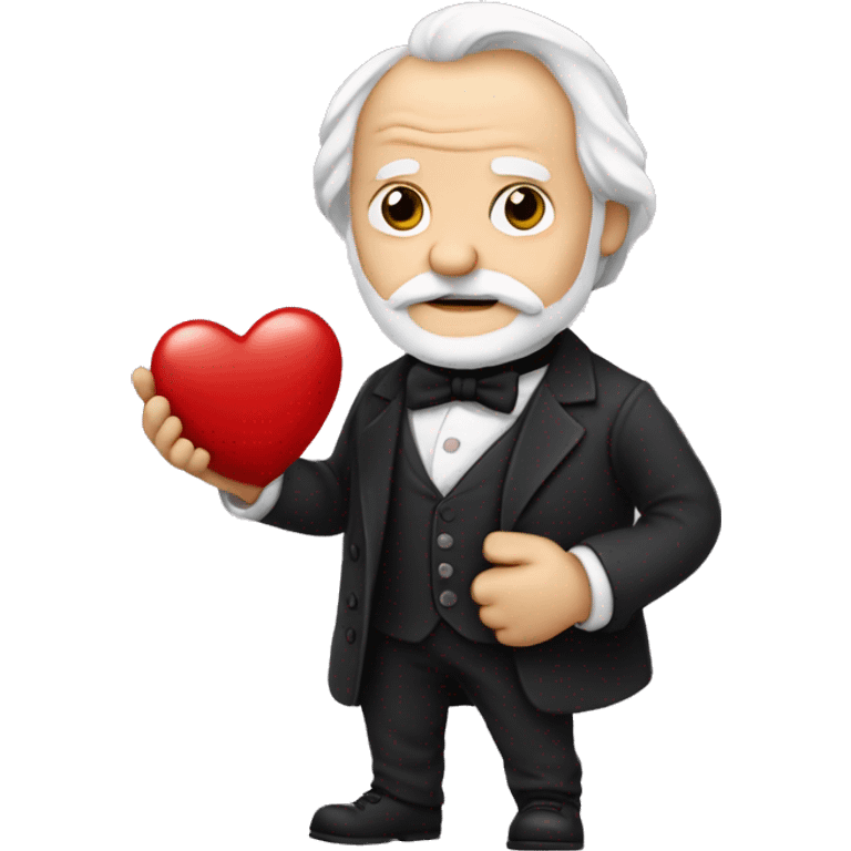 Victor Hugo holds a heart in his hand emoji