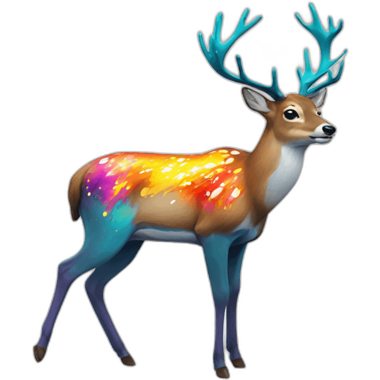 deer painted with an explosion of paints emoji