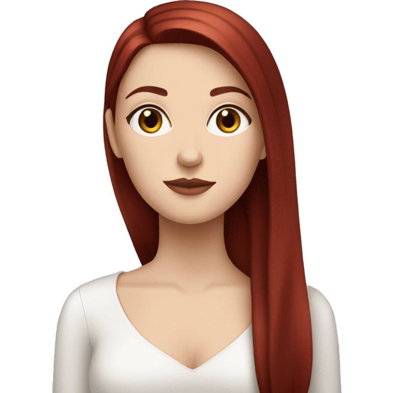 white girl, dark red hair straight, elegant emoji