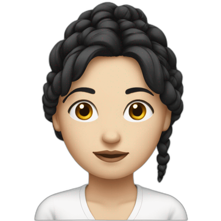 white women with black hair tied up emoji