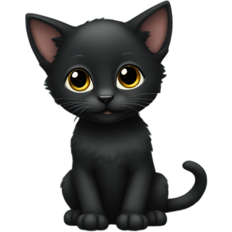 Lovely little black kitten emoji