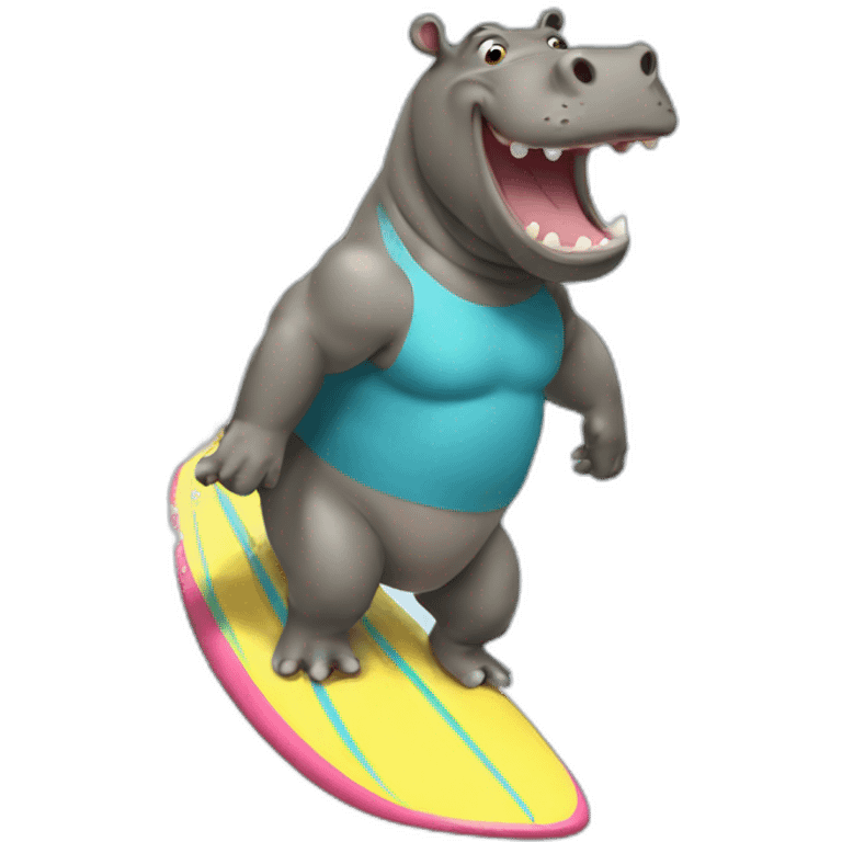 Surfing hippo emoji