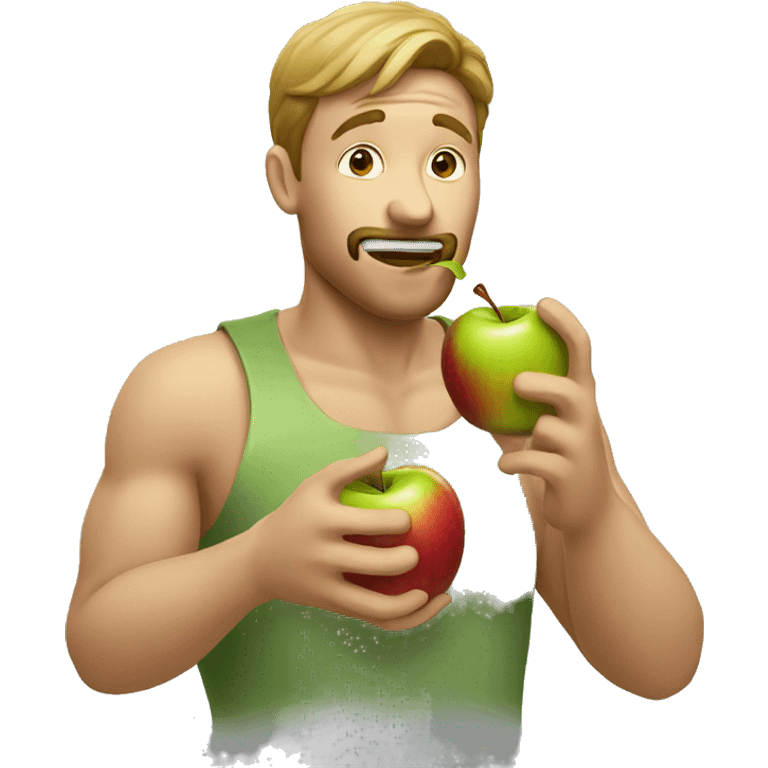 man eats small delicious apple emoji