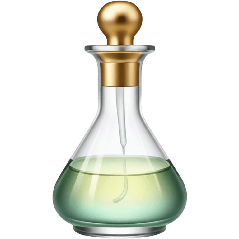 Perfume making icon, perfume bottle with elegant design, glass vial, fragrant mist, essential oils, dropper, minimalistic style, clean lines, transparent background. emoji