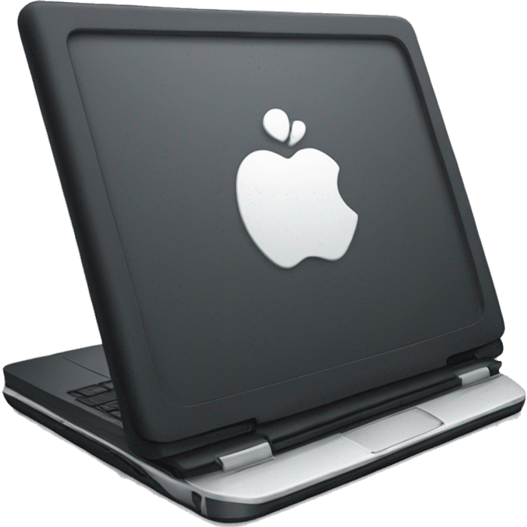 2001 black Mac laptop tilted towards front emoji