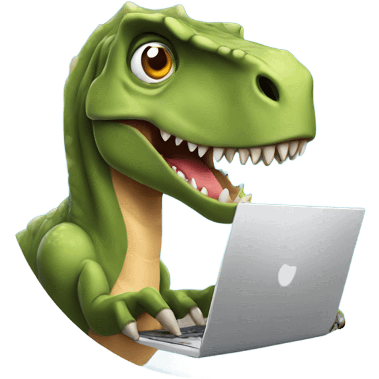 A dinosaur with a laptop in his hands emoji