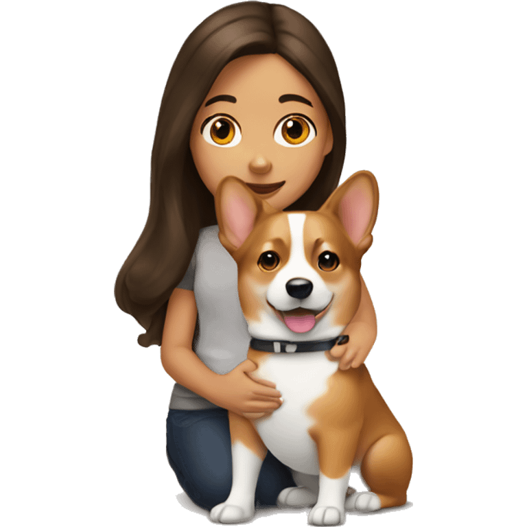 Brunette girl with corgi emoji