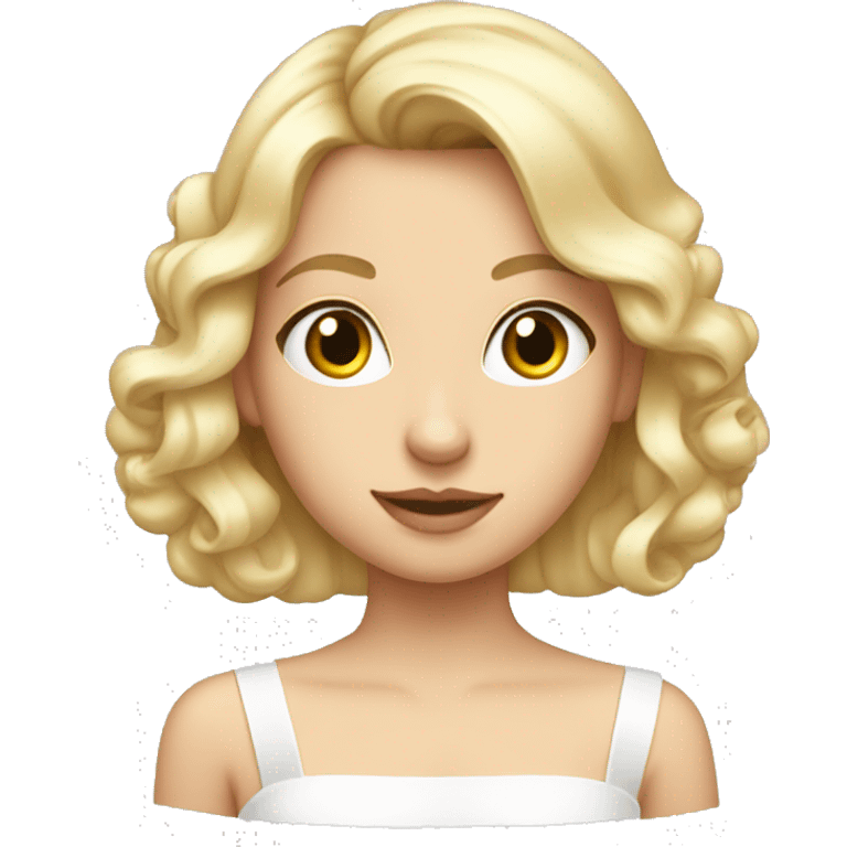 Blond girl wearing a white off shoulders top with bows on her hair  emoji