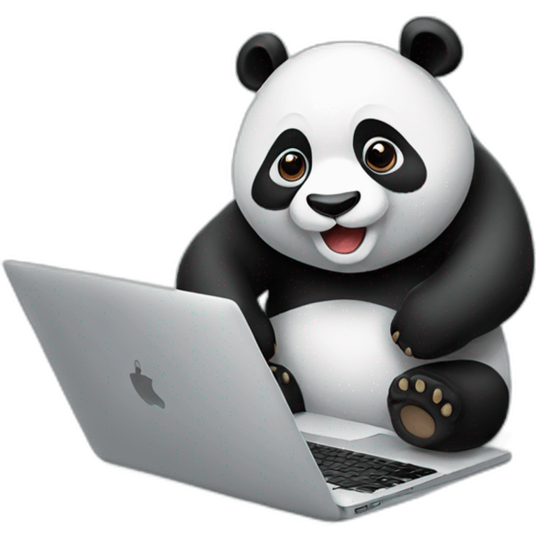 a panda with a macbook emoji