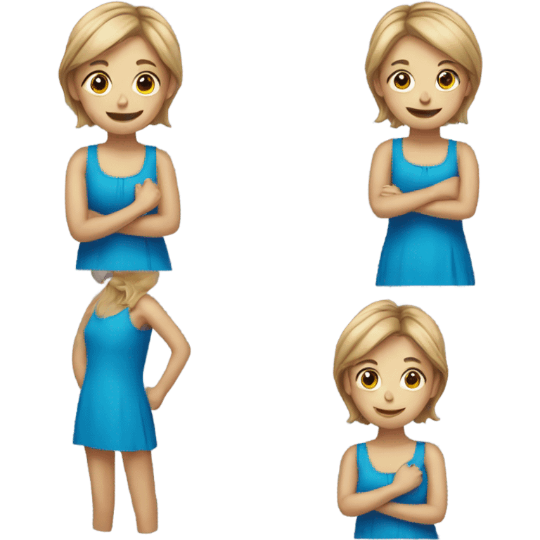 smiling girl in blue dress but make her sick emoji