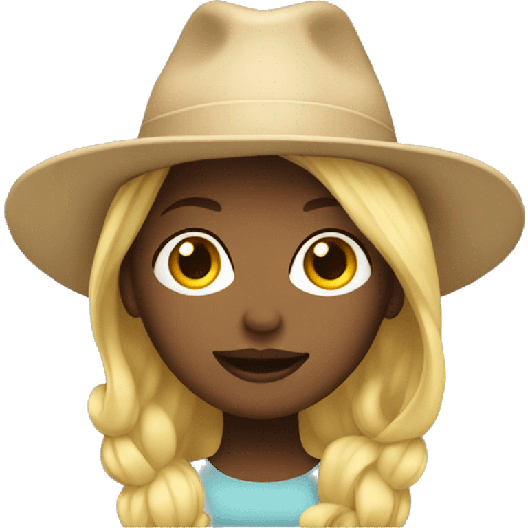 Woman with a hat with blond Hair and light Skin emoji