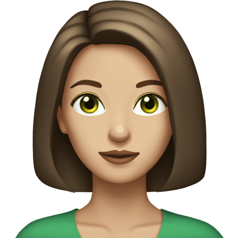 beautiful woman with green eyes and shoulder length straight brown hair emoji