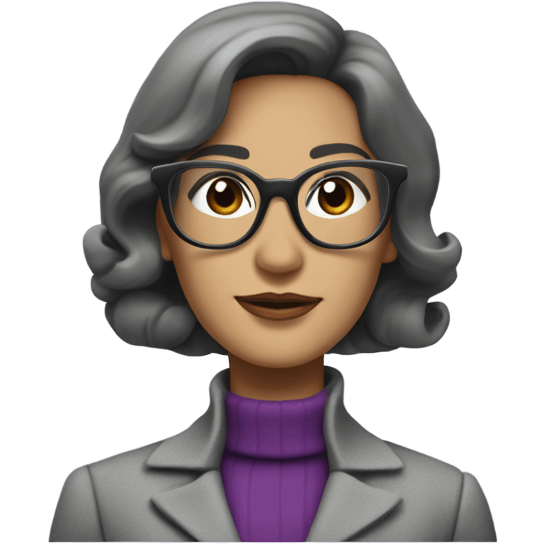 Full torso 70’s Tv show Diana Prince wearing grey suit with purple turtleneck and eyeglasses  emoji