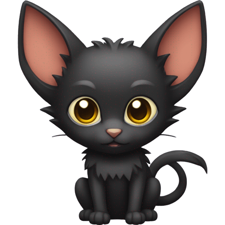 Black-Vampire-Batty-Lykoi-Cat-Fakémon-Cat With Bat-wings for ears emoji