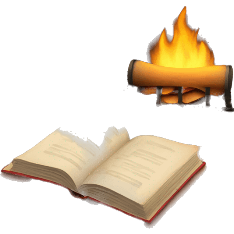 Cozy fireplace reading book emoji