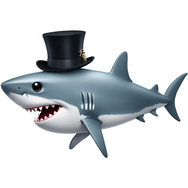 Shark with a top hat emoji