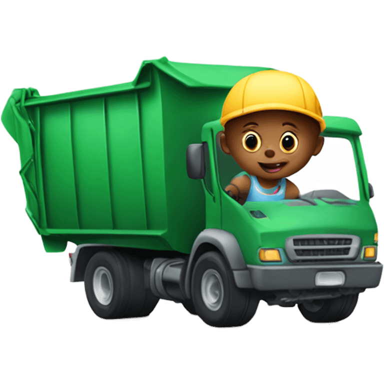 Baby driving garbage truck emoji