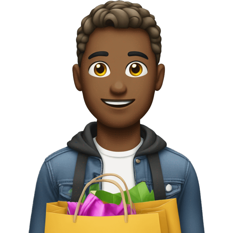 Gay guy with shopping bags emoji