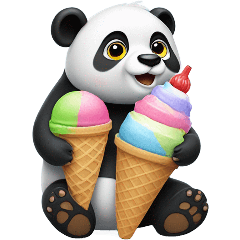 Panda eating ice cream emoji